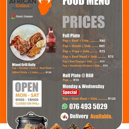 African Cuisine Restaurant Bed & Breakfast Giyani Екстериор снимка